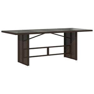 vidaXL Mesa de jardim com tampo de vidro 190x80x75 cm vime PE castanho