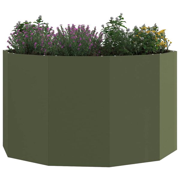 vidaXL Floreira Verde Oliva 90 x 90 x 50 cm A&ccedil;o