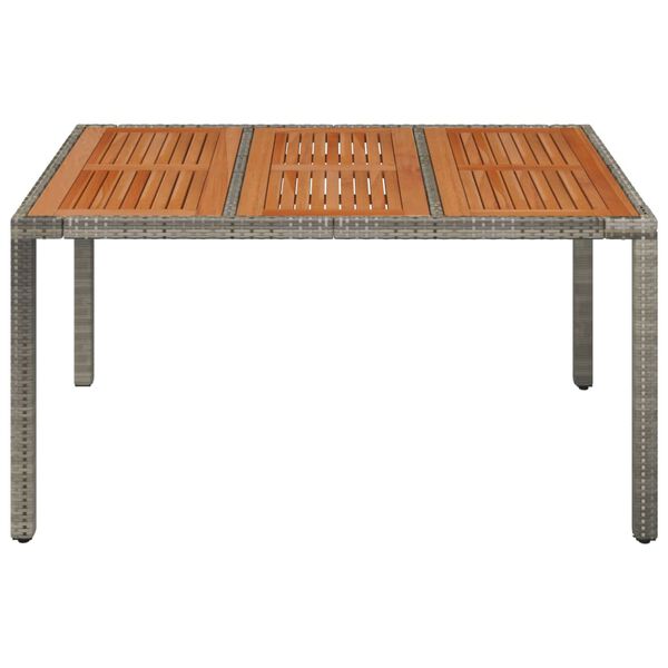 vidaXL Mesa de jardim com tampo de madeira 150x90x75 cm vime PE cinza