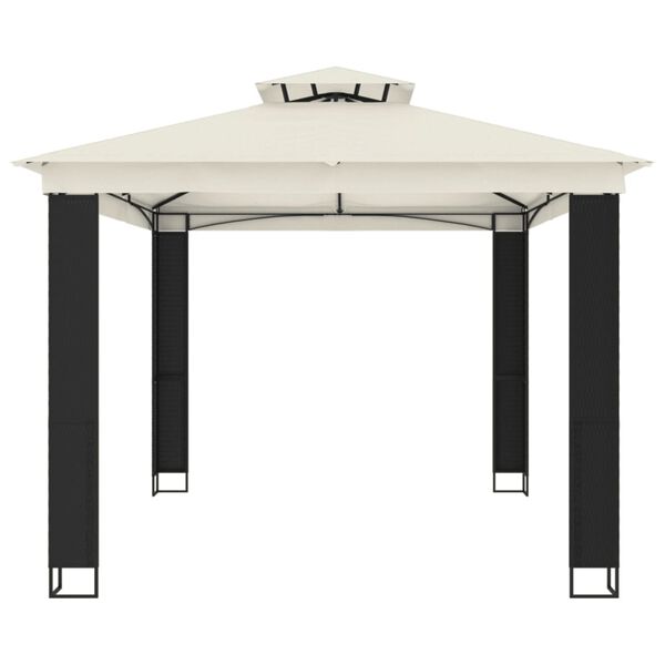 VidaXL Gazebo com telhado duplo 3,94x2,96 m a&ccedil;o creme