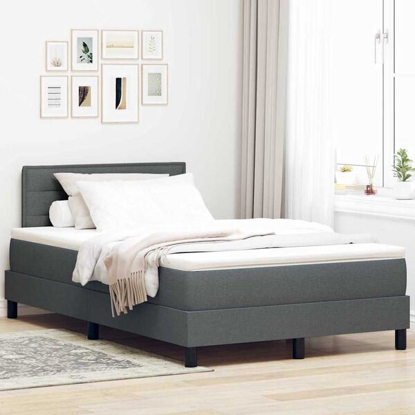 vidaXL Cama Box com colch&atilde;o Cinzento escuro 120 x 200 cm tecido