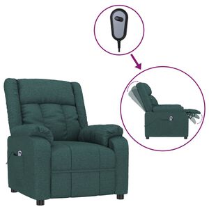vidaXL Poltrona el&eacute;trica reclin&aacute;vel tecido verde-escuro