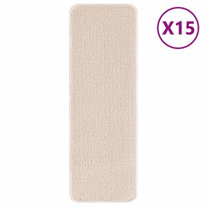 vidaXL Tapetes Antiderrapantes para Escadas 15 unid. 60 x 25 cm Creme