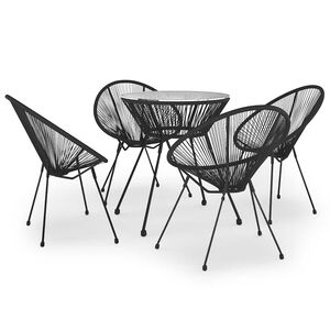 vidaXL 5 pcs conjunto de jantar para jardim vime de PVC preto