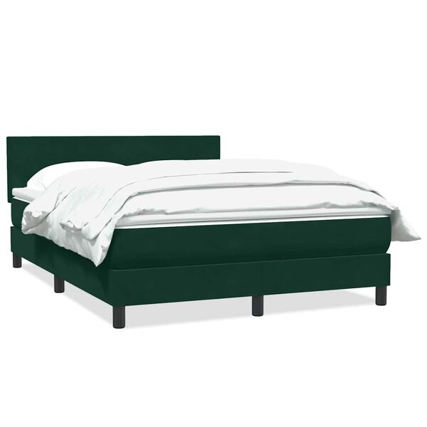vidaXL Cama box spring com colch&atilde;o 160x210 cm veludo verde escuro
