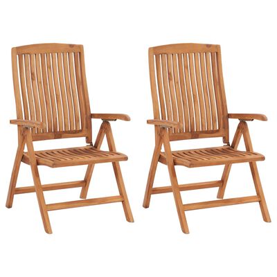 vidaXL Cadeiras de jardim reclináveis 2 pcs madeira de teca maciça