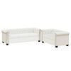 vidaXL Conjunto sof&aacute;s Chesterfield 2 + 3 lugares couro artific. branco