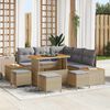 vidaXL Conjunto de Sof&aacute; de Jardim 9 pcs Bege Rattan Sint&eacute;tico