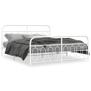 vidaXL Estrutura de cama com cabeceira e pés 160x200 cm metal branco