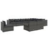 vidaXL 10 pcs conjunto lounge de jardim c/ almofad&otilde;es vime PE cinzento