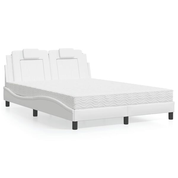 vidaXL Cama Viana com colch&atilde;o 120x200 cm couro artificial branco