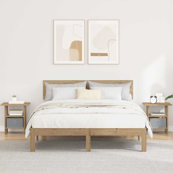 vidaXL Mesa-de-cabeceira 2 pcs Carvalho Artesanal 41 x 40 x 45 cm