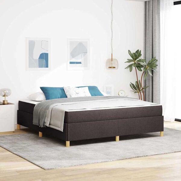 vidaXL Estrutura da Cama com colch&atilde;o Marrom Escuro 180 x 200 cm tecido