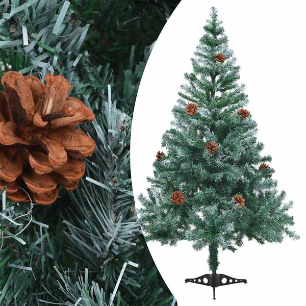 vidaXL &Aacute;rvore de Natal pr&eacute;-iluminada geada c/ bolas e pinhas 150 cm