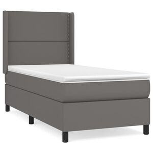 vidaXL Cama com molas/colch&atilde;o 90x190 cm couro artificial cinzento