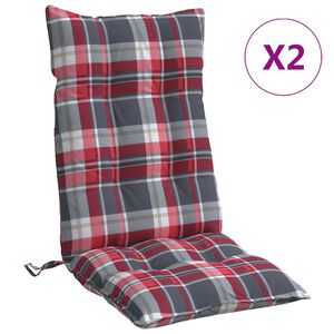 vidaXL Almofad&otilde;es cadeira encosto alto 2 pcs oxford xadrez vermelho