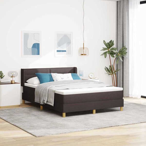 vidaXL Cama Box com colch&atilde;o Marrom Escuro 190 x 140 cm Poli&eacute;ster