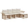 vidaXL Conjunto de Sof&aacute;s para Exterior 5 unid. Natural e Branco Creme