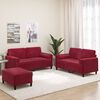 vidaXL 3pcs conj. sof&aacute;s c/ almofadas/almofad&otilde;es veludo vermelho tinto