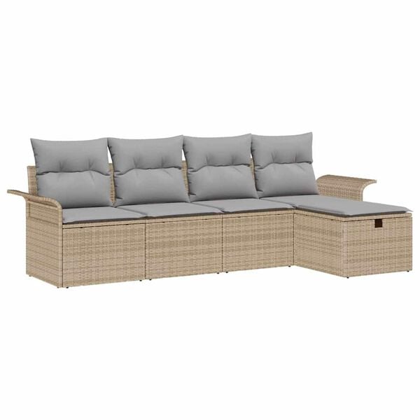 vidaXL Conjunto de Sofá de Jardim 5 pcs Bege Rattan Sintético