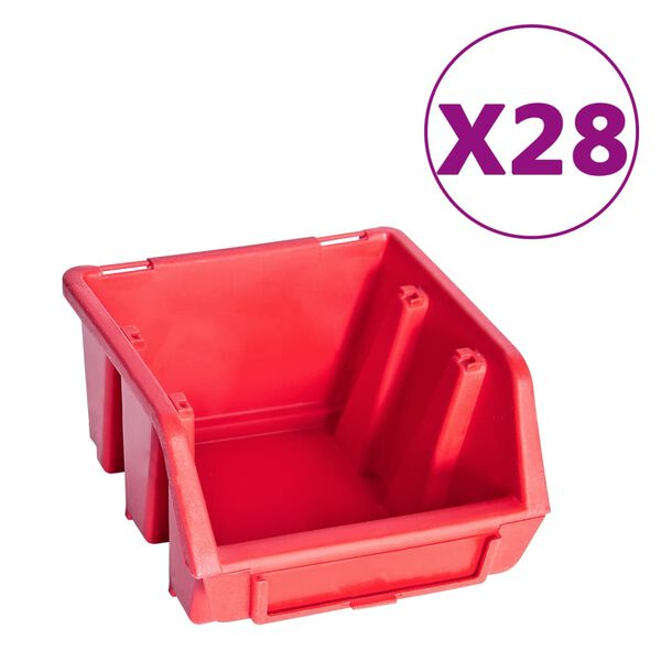 vidaXL 141 pcs kit caixas arruma&ccedil;&atilde;o c/ pain&eacute;is parede vermelho e preto
