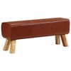 vidaXL Boque de gin&aacute;sio 110 cm couro genu&iacute;no/mangueira maci&ccedil;a castanho