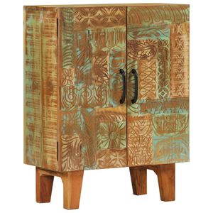vidaXL Aparador esculpido &agrave; m&atilde;o 55x30x75 cm madeira recuperada maci&ccedil;a