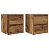 vidaXL Mesas de cabeceira de parede 2 pcs 38x34x40cm madeira velha