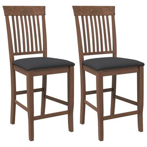 vidaXL Bancos de bar com almofad&otilde;es 2pcs madeira de seringueira maci&ccedil;a