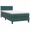 vidaXL Cama box spring c/ colch&atilde;o e LED 90x220 cm veludo verde-escuro