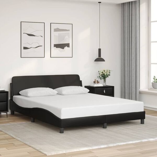 vidaXL Estrutura de cama Dover 160x200 cm couro artificial preto
