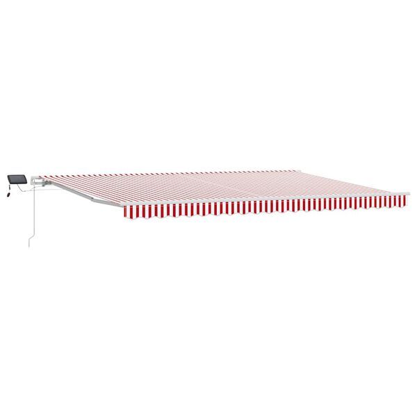 vidaXL Toldo Retr&aacute;til Vermelho e Branco 500 &times; 350 cm Tecido e A&ccedil;o