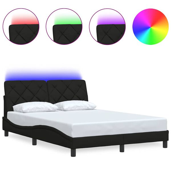 vidaXL Estrutura de cama com LED sem colch&atilde;o 120x200 cm tecido preto