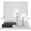 vidaXL Kit de est&uacute;dio fotogr&aacute;fico com conjunto de ilumina&ccedil;&atilde;o e fundo