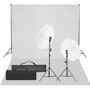 vidaXL Kit de est&uacute;dio fotogr&aacute;fico com conjunto de ilumina&ccedil;&atilde;o e fundo