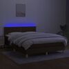 vidaXL Cama box spring c/ colch&atilde;o/LED 140x190cm tecido castanho-escuro