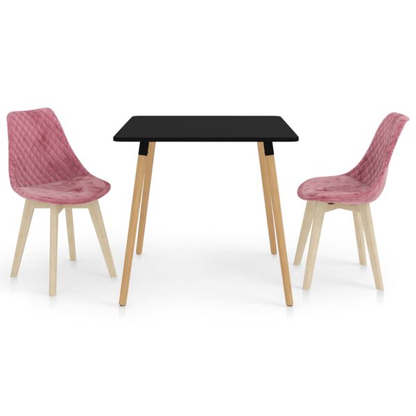 vidaXL 3 pcs conjunto de jantar rosa
