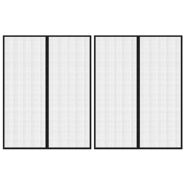 vidaXL Cortinas de porta anti-insetos magnéticas 2 pcs 230x160cm preto