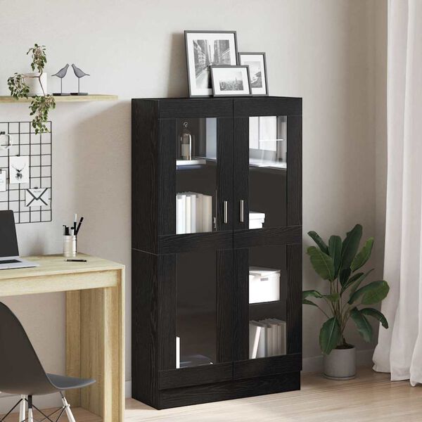 vidaXL Gabinete de Livros Carvalho Preto 82,5 x 30,5 x 150 cm