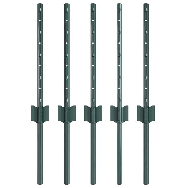 vidaXL Poste de Cerca 5 pcs Verde 80 cm A&ccedil;o