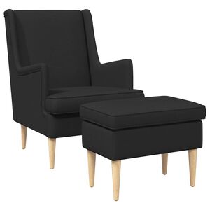 vidaXL Poltrona com Puff 2 unid. Preto Tecido