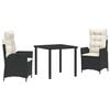 vidaXL Conjunto de Jantar para Jardim 3 unid. Bege vime PE