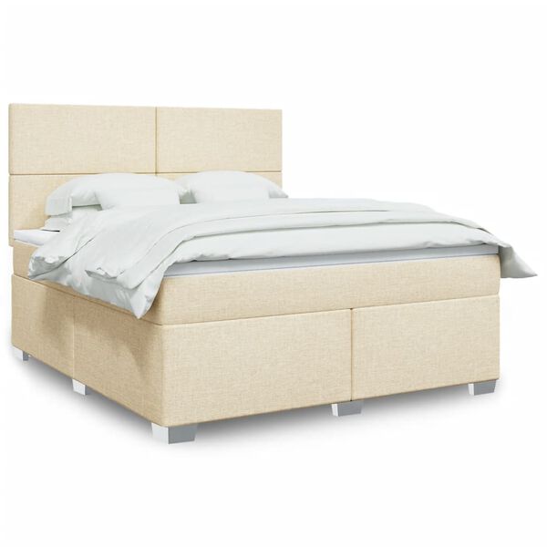 vidaXL Cama com molas/colch&atilde;o 180x200 cm tecido cor creme
