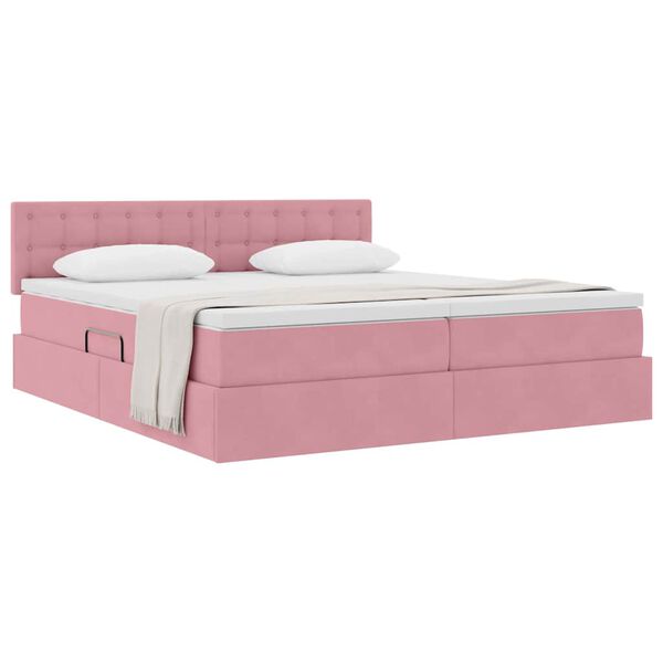 vidaXL Cama com Armazenamento com colch&atilde;o Rosa 100 x 200 cm