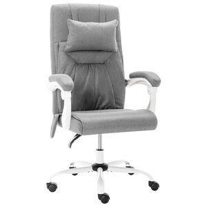 vidaXL Cadeira de escrit&oacute;rio c/ fun&ccedil;&atilde;o de massagem tecido cinzento