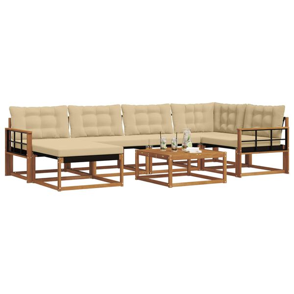 vidaXL Conjunto de Sof&aacute;s para Exterior 19 pcs Natural e Bege