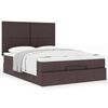 vidaXL Estrutura cama otomana colch&atilde;o 140x190cm tecido castanho escuro