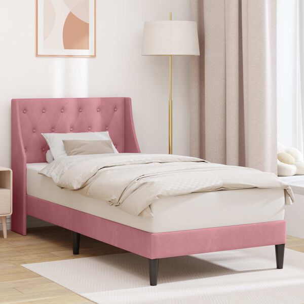 vidaXL Estrutura da Cama com cabeceira Rosa 80 x 200 cm Veludo