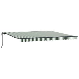vidaXL Toldo retr&aacute;til Verde e Branco 450 &times; 300 cm Tecido e Alum&iacute;nio
