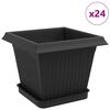 vidaXL Vasos de Plantas 24 unid. Preto Pl&aacute;stico